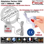 Adaptateur secteur AC/DC 220V 12V 1500mA Meian pour systèmes d'alarme.